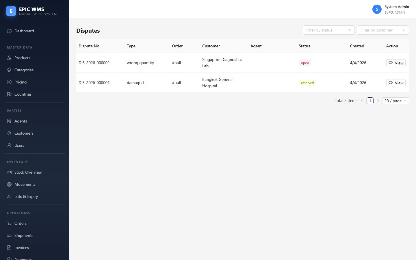 Disputes — case management + escalation