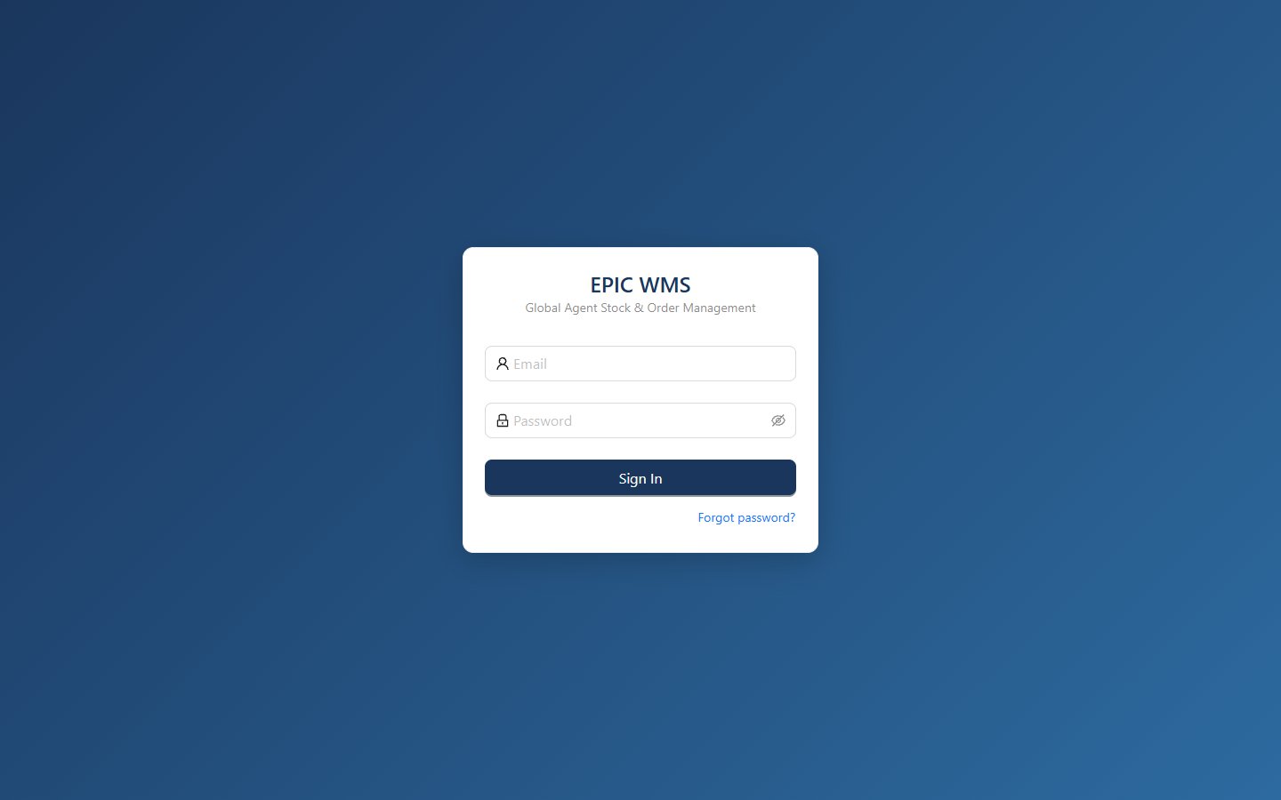 Login screen with multi-language support