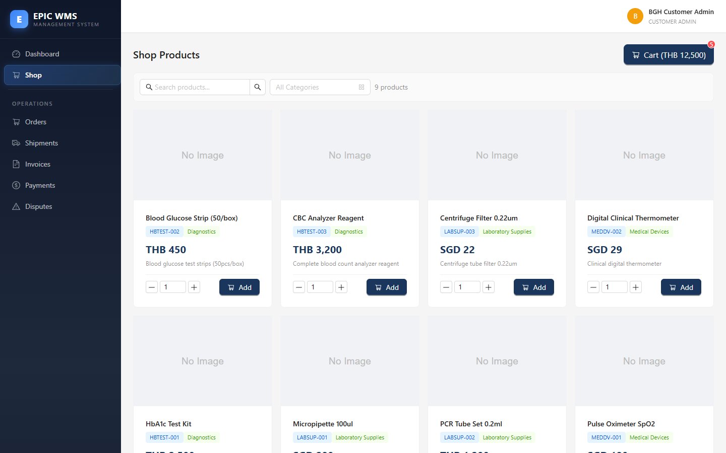 B2B Shop — customers order directly
